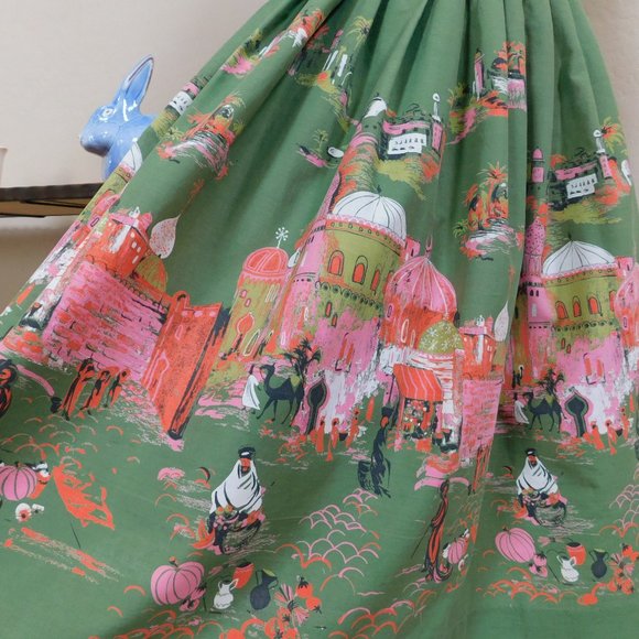 MCM Millworth Arabian Casbah 1950s midcentury novelty border print circle skirt - Picture 5 of 16